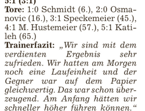 Vorbereitung – Aktuelle Testspielergebnisse